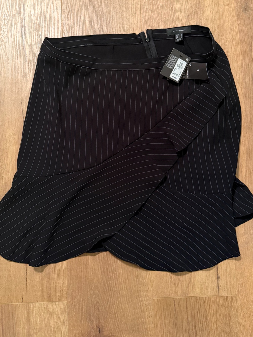 Atmosphere Black Pinstripe Wrap Mini Skirt